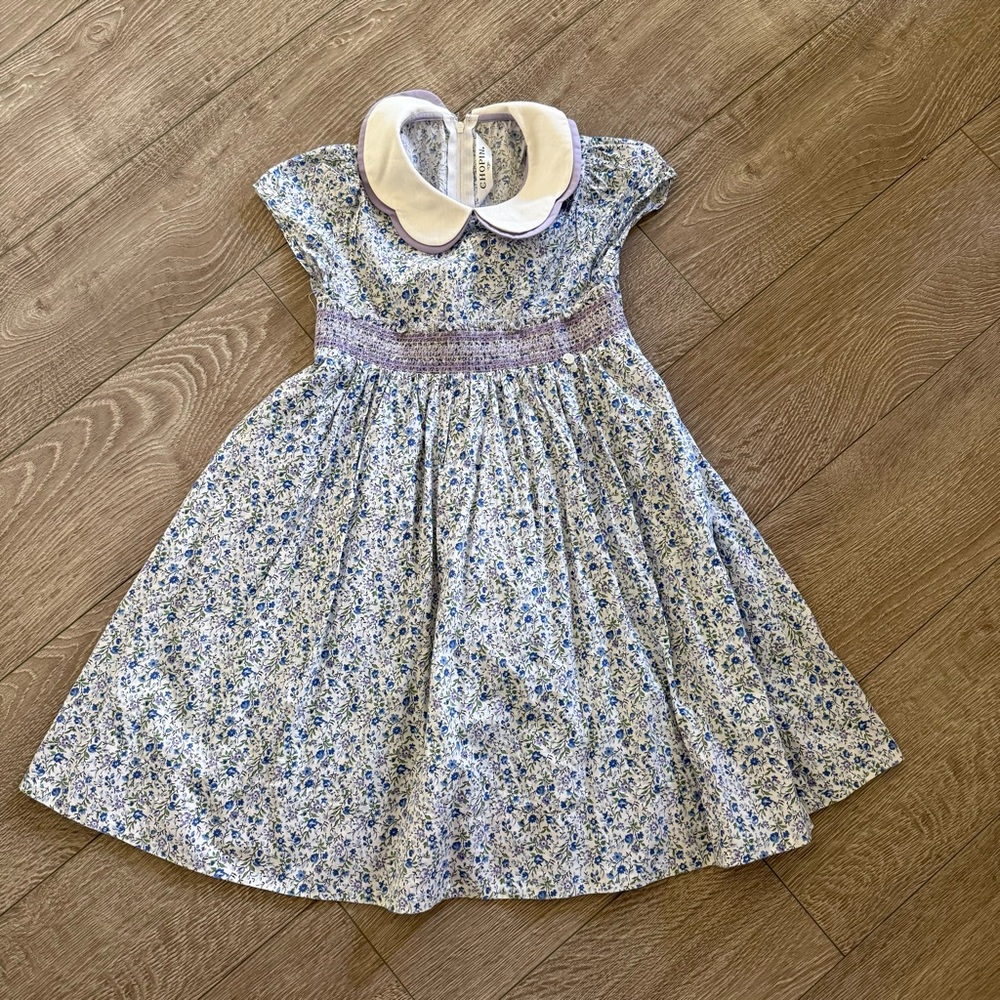 Chopin Floral Lined Collar Dress Girls Size 7